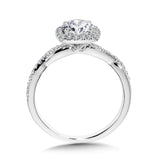 Crisscross Cushion-Shaped Halo Engagement Ring