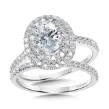 Straight Oval Double-Halo Engagement Ring