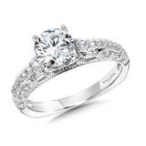 Vintage Milgrain & Filigree Accented Graduating Diamond Engagement Ring