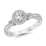 Vintage Milgrain & Filigree Accented Halo Engagement Ring