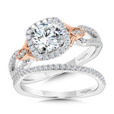 Two-Toned Split Shank Cushion-Shaped Halo Engagement Ring