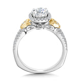 Two-Toned Split Shank Cushion-Shaped Halo Engagement Ring