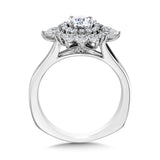 Sun-Burst Split Shank Double Halo Diamond Engagement Ring