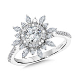 Floral Double Halo Diamond Engagement Ring