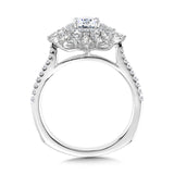 Floral Double Halo Diamond Engagement Ring