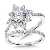 Prong-Tipped Sub Burst Diamond Halo Engagement Ring