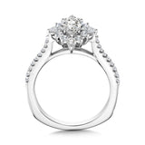 Marquise-Cut & Pear-Accented Sun Burst Diamond Halo Engagement Ring