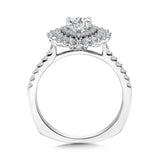 Pear-Cut Triple Diamond Halo Sun Burst Engagement Ring