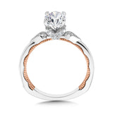 Two-Tone & Milgrain-Beaded 3-Stone Illusion Diamond Collar Engagement Ring