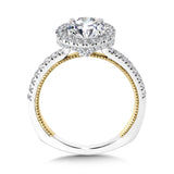 Two-Tone & Milgrain-Beaded Hidden Halo Diamond Engagement Ring