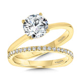 Yg Solitaire Hidden Halo Diamond Engagement Ring