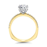 Straight Hidden Halo Diamond Engagement Ring