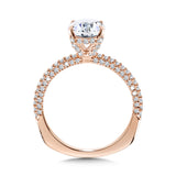 Oval-Cut, Three-Row Pave-Illusion & Hidden Halo Diamond Engagement Ring