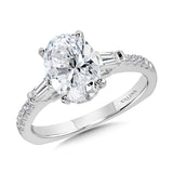 Oval-Cut Baguette Accented & Hidden Halo Diamond Engagement Ring