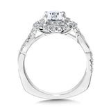 Crisscross Shank & Spiral Halo Diamond Engagement Ring