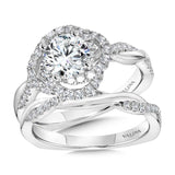 Crisscross Shank & Spiral Halo Diamond Engagement Ring