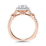 Tapered & Milgrain-Beaded Cushion-Shaped Diamond Halo Engagement Ring