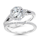 Blooming Halo & Split Shank Diamond Engagement Ring