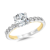 Stackable Two-Tone & Milgrain-Beaded Hidden Accents Diamond Engagement Ring