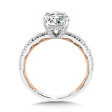 Tapered Two-Tone & Milgrain-Beaded Hidden Halo Diamond Engagement Ring