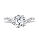 Marquise-Accented & Diamond-Prong Chevron Engagement Ring