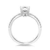 Oval-Cut Chevron-Shaped Hidden Halo Diamond Engagement Ring