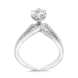 Six-Prong Chevron-Shaped & Split Shank Hidden Accents Diamond Engagement Ring