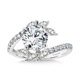 Marquise-Accented Dramatic Bypass & Hidden Halo Diamond Engagement Ring