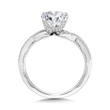 Crisscross & Milgrain-Beaded Hidden Accents Diamond Engagement Ring