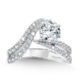 Asymmetrical Six-Prong Bypass & Split Shank Hidden Halo Diamond Engagement Ring