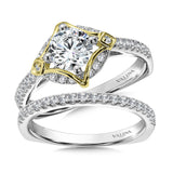 Diamond Engagement Ring In 14K White And Yellow Gold