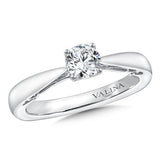 Diamond solitaire engagement ring mounting in 14k white gold with diamond accented head.