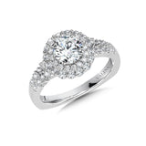 Wide Double Halo Diamond Engagement Ring