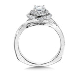 Spiral Double Halo Engagement Ring W/ Polished Shank