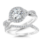 Crisscross Round Halo Engagement Ring