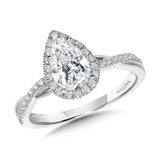 Crisscross Pear-Shaped Halo Engagement Ring