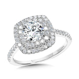 Straight Cushion-Shaped Double-Halo Engagement Ring