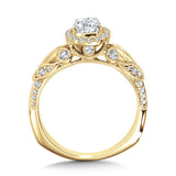 Vintage Milgrain & Filigree Accented Halo Engagement Ring