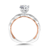 Oval-Cut, Channel-Set, Two-Tone & Milgrain-Beaded Hidden Accents Diamond Engagement Ring