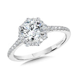 Straight Blooming Halo Diamond Engagement Ring