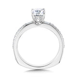 Oval-Cut Straight Hidden Halo & Baguette Diamond Engagement Ring