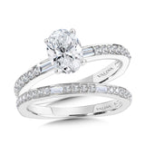 Oval-Cut Straight Hidden Halo & Baguette Diamond Engagement Ring