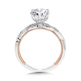 Crisscross Two-Tone & Milgrain-Beaded Hidden Accents Diamond Engagement Ring