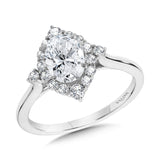 Four-Pointed Oval-Cut Diamond Halo Engagement Ring