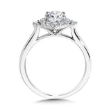 Four-Pointed Oval-Cut Diamond Halo Engagement Ring