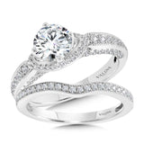 Milgrain-Beaded & Chevron-Shaped Cape Engagement Ring W/ Diamond Arch Undergallery