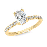 Oval-Cut Straight Hidden Halo Diamond Engagement Ring