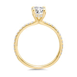 Oval-Cut Straight Hidden Halo Diamond Engagement Ring