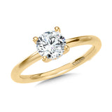 YG Solitaire Hidden Halo Diamond Engagement Ring