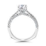 Straight Hidden Halo Engagement Ring W/ Diamond Arch Undergallery